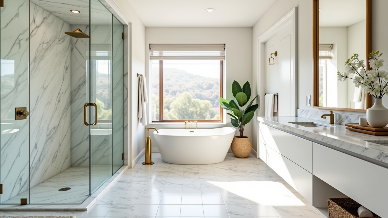 A fully remodeled modern bathroom